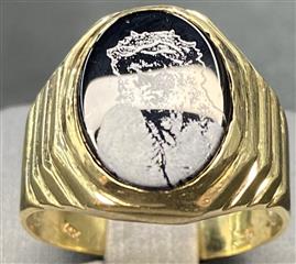 Black Stone Gent's Stone Ring 14K Yellow Gold 8g Size:11.75 Black Stone Gent's Stone Ring 14K Yellow Gold 8g Size:11.75